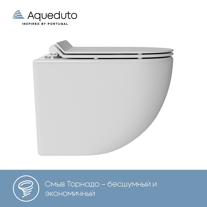 Комплект унитаза с инсталляцией Aqueduto Ovo AQDS004T с сиденьем Микролифт и Черной матовой клавишей смыва фаянс подвесной