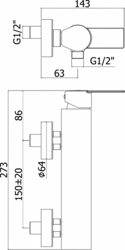 Смеситель для душа Paffoni Tango TA168CR Хром на стену