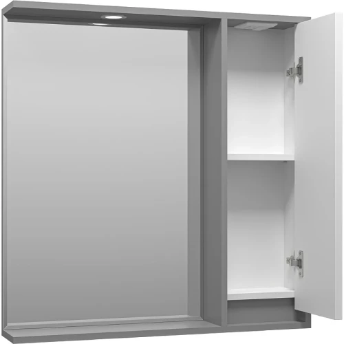 Зеркало со шкафом Brevita Balaton 80 R BAL-04080-01-01П с подсветкой Белое матовое Серое матовое МДФ / ЛДСП, стекло