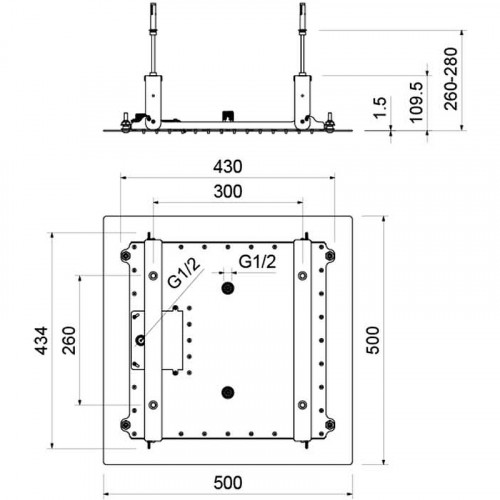 Верхний душ Aquatek 2 jet AQ2082MB Черный матовый нержавеющая сталь встраиваемый