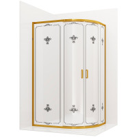 Душевой уголок Ambassador Royal 120x80 18015301 профиль Золото стекло белое с рисунком