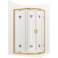 Душевой уголок Ambassador Royal 120x80 18015301 профиль Золото стекло белое с рисунком