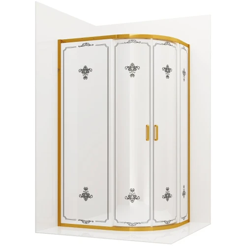 Душевой уголок Ambassador Royal 120x80 18015301 профиль Золото стекло белое с рисунком
