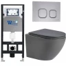 Комплект унитаза с инсталляцией WeltWasser AMBERG 506 + MERZBACH 043 MT-GR + AMBERG RD-CR 10000011381 цвет Серый матовый с сиденьем Микролифт и клавишей смыва цвет Хром