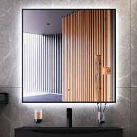 Зеркало Bond Cube 80x80 M36ZE-8080 с подсветкой Черное с бесконтактным выключателем стекло