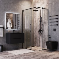 Зеркало Bond Cube 80x80 M36ZE-8080 с подсветкой Черное с бесконтактным выключателем стекло