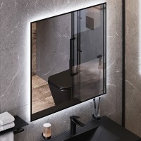 Зеркало Bond Cube 80x80 M36ZE-8080 с подсветкой Черное с бесконтактным выключателем стекло