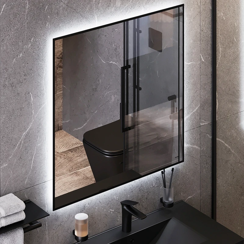Зеркало Bond Cube 80x80 M36ZE-8080 с подсветкой Черное с бесконтактным выключателем стекло