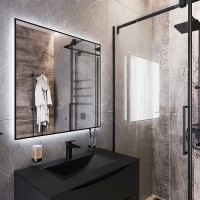 Зеркало Bond Cube 80x80 M36ZE-8080 с подсветкой Черное с бесконтактным выключателем стекло