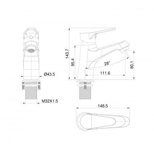 Смеситель для раковины Wonzon &amp; Woghand WW-A40212-MB цвет Черный матовый
