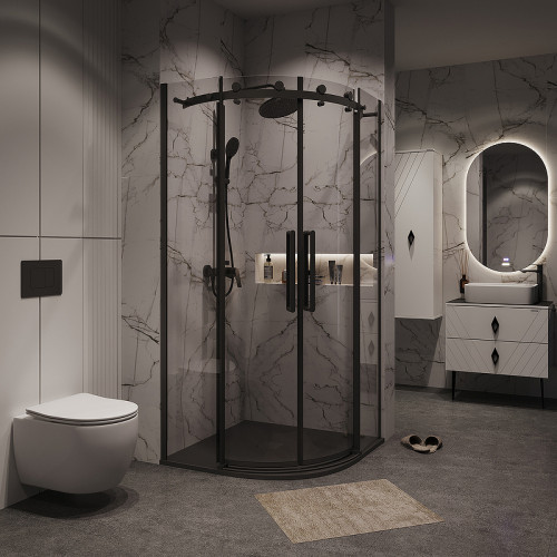 Душевой уголок Grossman Classic 100х100 301.K33.04.1010.21.00 профиль Черный матовый стекло прозрачное