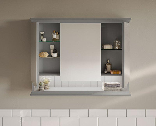 Зеркальный шкаф Vitra Valarte 80 62232 с подсветкой Серый матовый