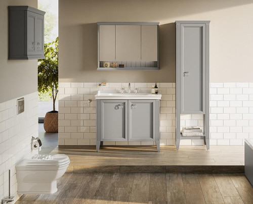Зеркальный шкаф Vitra Valarte 80 62232 с подсветкой Серый матовый