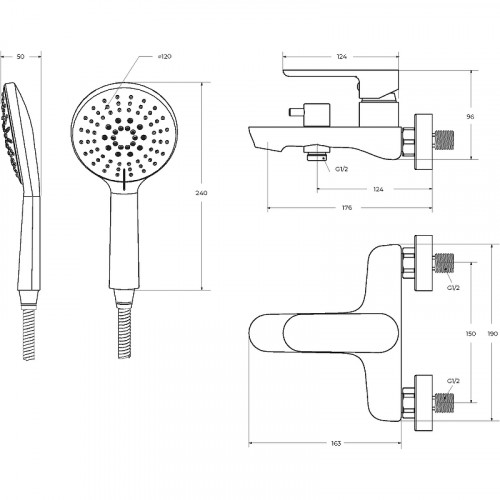 Смеситель для ванны Cezares Stylus STYLUS-VD-IN Сатин нержавеющая сталь на стену