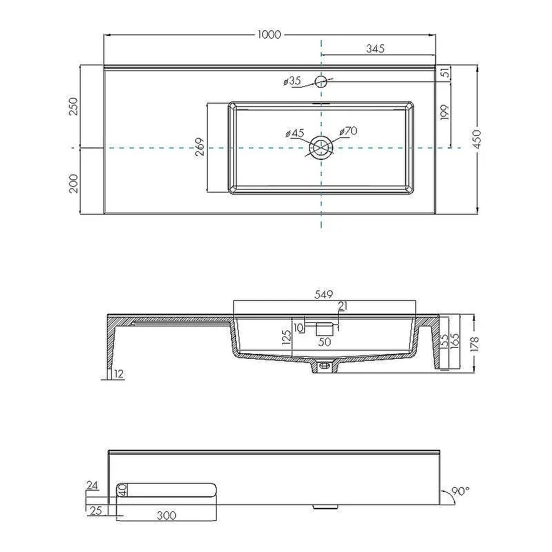 Раковина Aquaton Квадро Про 100 R 1A733231QA01R Белая