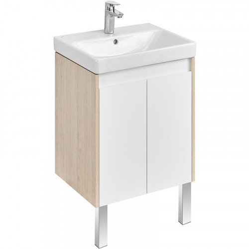 Тумба под раковину Aquaton Сканди Doors 55 1A278801SDB20 Белый глянец, Дуб верона МДФ / ЛДСП