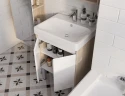 Тумба под раковину Aquaton Сканди Doors 55 1A278801SDB20 Белый глянец, Дуб верона МДФ / ЛДСП