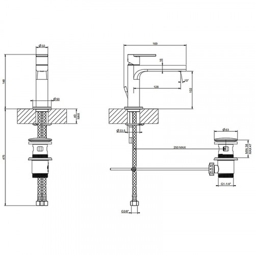 Смеситель для раковины Gessi Emporio Via Manzoni 38601#299 Черный матовый латунь