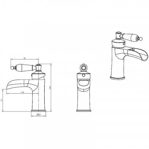 Смеситель для раковины Boheme Vogue 221-BLC Хром латунь