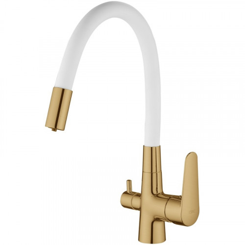 Смеситель для кухни ESKO Coral CL03GW Золото Белый латунь