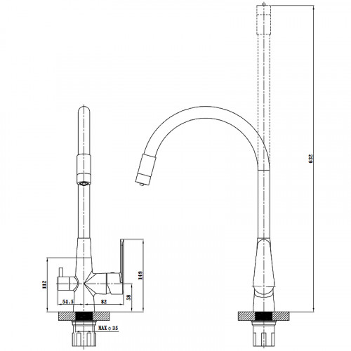 Смеситель для кухни ESKO Coral CL03GW Золото Белый латунь