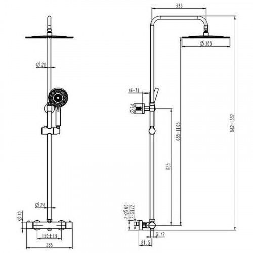 Душевая система Caprigo Don 53-275-crm с термостатом Хром