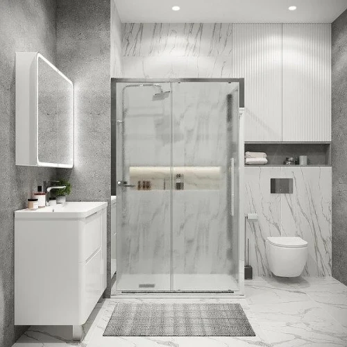 Душевой уголок Grossman Cosmo 130x100 L 120.K33.02.1310.10.02 профиль Хром стекло шиншилла