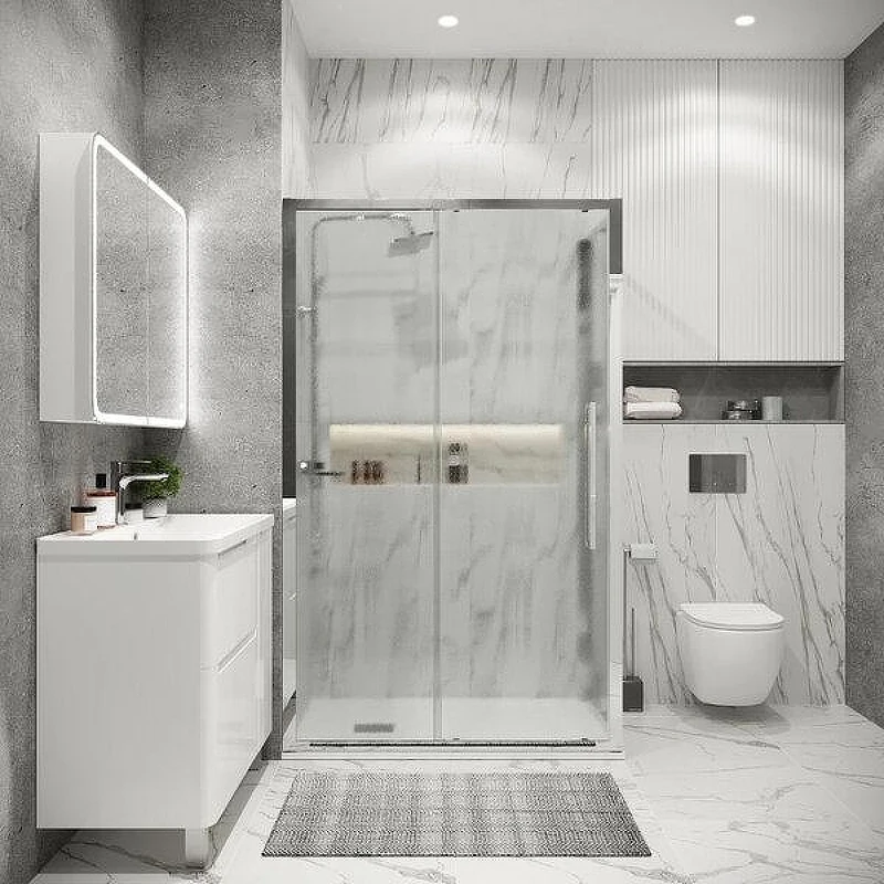 Душевой уголок Grossman Cosmo 130x100 L 120.K33.02.1310.10.02 профиль Хром стекло шиншилла