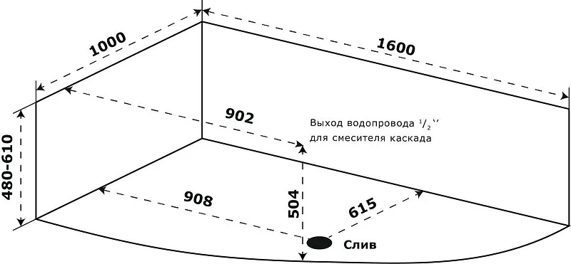 Акриловая ванна Azario Микона 160х100 R МИВ0002 цвет Белый