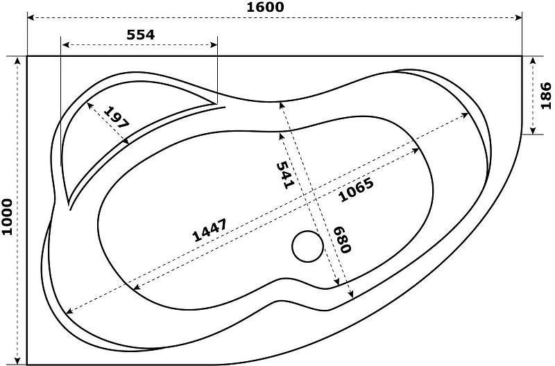 Акриловая ванна Azario Микона 160х100 R МИВ0002 цвет Белый