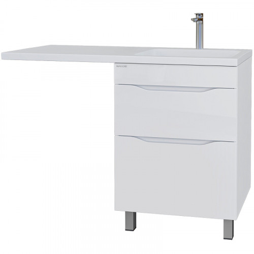 Раковина Grossman Madera Камилла 110 R 1101032 с местом под стиральную машину Белая искусственный камень (литьевой мрамор) с местом под стиральную машину, подвесная, полувстраиваемая