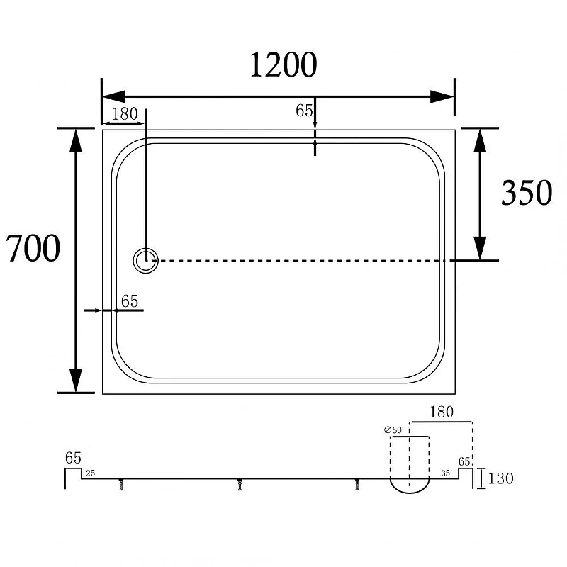 Акриловый поддон для душа Abber 120x70 AD3C127 цвет Белый