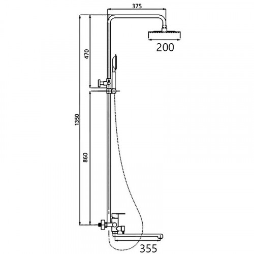 Душевая система D-Lin H10A23 Сатин нержавеющая сталь на стену