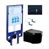 Комплект унитаза с инсталляцией Aquatek Set Aquatek Мия-MB-045 4в1 цвет Черный матовый с сиденьем Микролифт и клавишей смыва цвет Черный матовый