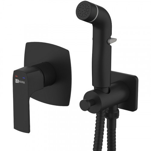 Гигиенический душ со смесителем Lemark Ursus LM7219BL Черный латунь встраиваемый