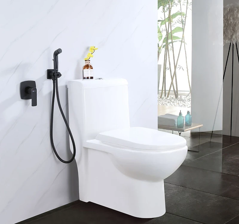 Гигиенический душ со смесителем Lemark Ursus LM7219BL Черный латунь встраиваемый