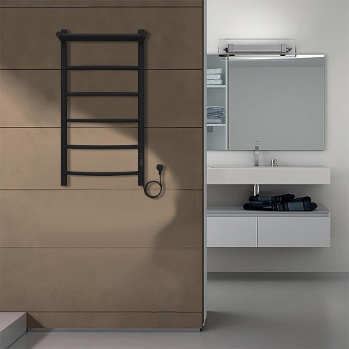 Электрический полотенцесушитель Azario Verona 400x800 П8 AZ04848PB с полкой, диммер справа Черный