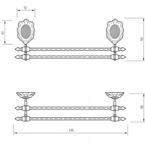 Полотенцедержатель Migliore Cleopatra 16644 двойной Бронза