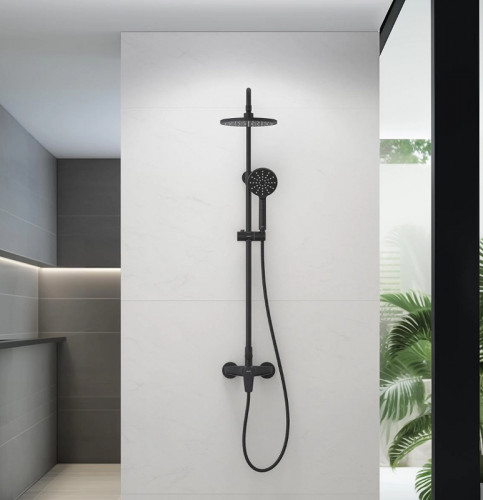 Душевая система Aquatek Бетта AQ2160MB Черная матовая латунь на стену