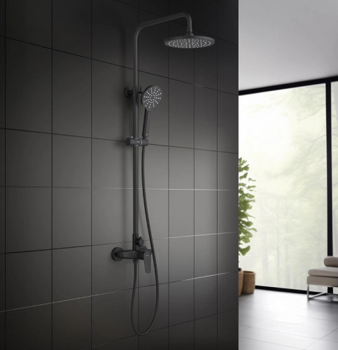 Душевая система Aquatek Бетта AQ2160MB Черная матовая латунь на стену