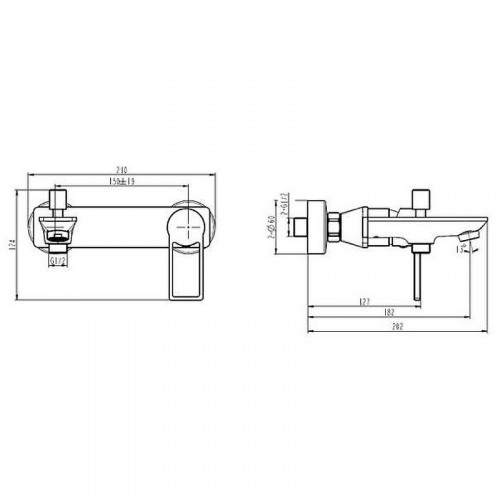 Смеситель для ванны Caprigo Kub 54-011-ner Черный матовый