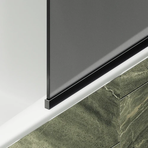 Шторка на ванну Maybah Glass MGV-129-6у 340x1400 в узком профиле Черный стекло графитовое матовое