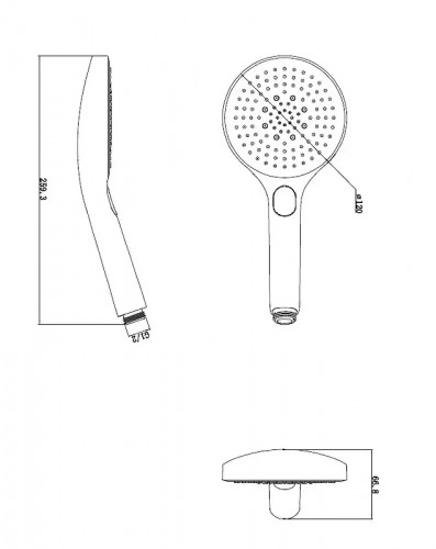 Ручной душ Splendy Sense R SR21712R3BM цвет Черный матовый