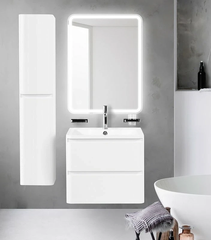 Тумба под раковину BelBagno ALBANO-600-2C-SO-BL подвесная Bianco Lucido МДФ / ЛДСП