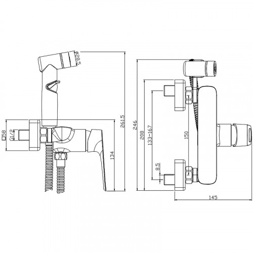 Гигиенический душ со смесителем Rossinka RS46-52 Хром