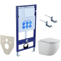 Комплект унитаза с инсталляцией Aquatek Set Aquatek Европа-KKI2 с сиденьем Микролифт фарфор подвесной
