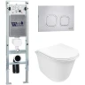 Комплект унитаза с инсталляцией WeltWasser AMBERG 350 ST + TELBACH 004 GL-WT + AMBERG RD-MT CR 10000006589 цвет Белый глянцевый с сиденьем Микролифт и клавишей смыва цвет Хром матовый