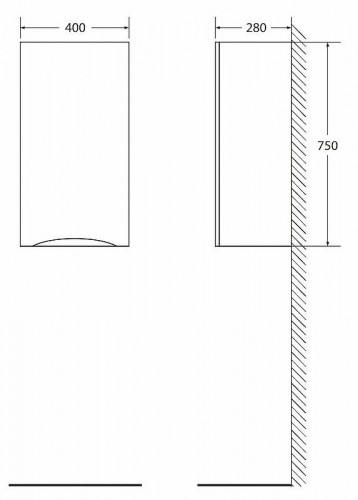 Подвесной шкаф BelBagno Fly-Marino R FLY-MARINO-750-1A-SC-BL-P-R Bianco Lucido МДФ / ЛДСП