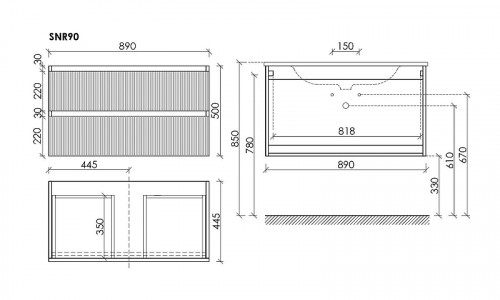 Тумба под раковину Sancos Snob R 90 SNR90CE подвесная Beige Soft