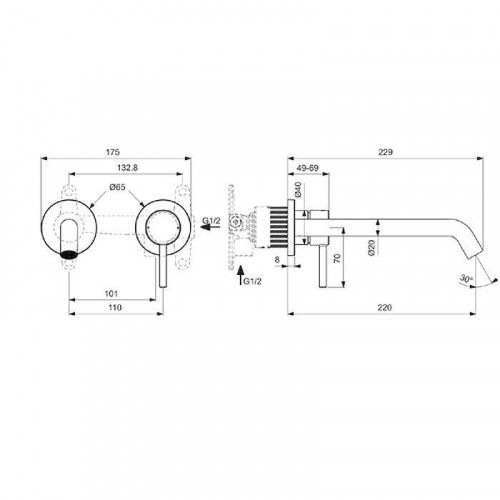 Смеситель для раковины Ideal Standard Ceraline Nuovo BD848XG цвет Черный матовый